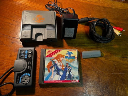 PC ENGINE CORE GRAFX II BUNDLE - CONSOLE CABLES CONTROLLER & DRAGON SPIRIT