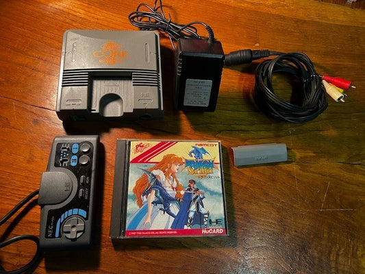 PC ENGINE CORE GRAFX II BUNDLE - CONSOLE CABLES CONTROLLER & DRAGON SPIRIT