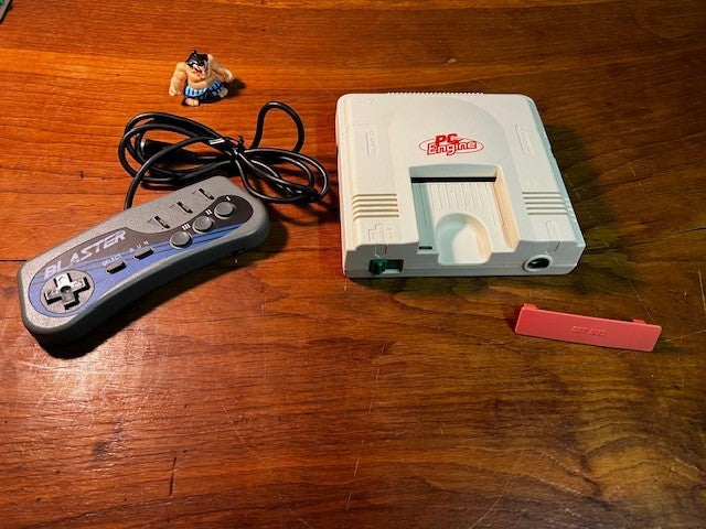 NEC PC Engine White Console System + Blaster Controller, Orange Back Cover