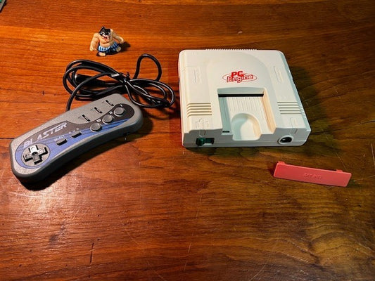 NEC PC Engine White Console System + Blaster Controller, Orange Back Cover