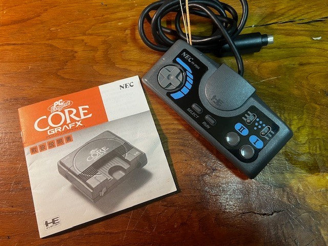 PC ENGINE CORE GRAFX  - THUNDER BLADE - BACKPLATE - MANUAL - CABLES & CONTROLLER