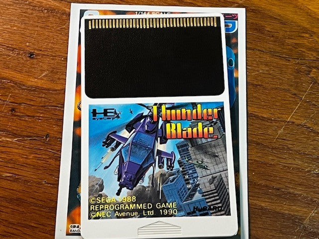 PC ENGINE CORE GRAFX  - THUNDER BLADE - BACKPLATE - MANUAL - CABLES & CONTROLLER