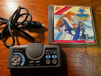 PC ENGINE CORE GRAFX II BUNDLE - CONSOLE CABLES CONTROLLER & DRAGON SPIRIT