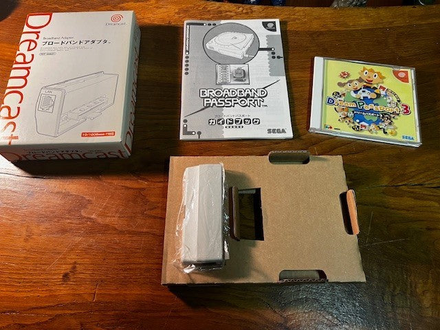 DREAMCAST BROADBAND ADAPTER - HIT-0401 - CIB - DREAM PASSPORT 3 & 1 - EXCELLENT
