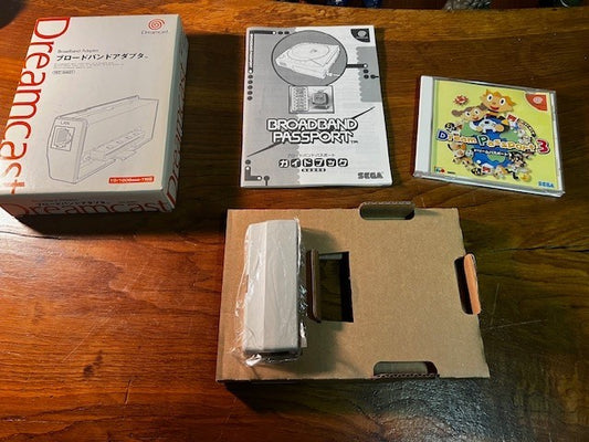 DREAMCAST BROADBAND ADAPTER - HIT-0401 - CIB - DREAM PASSPORT 3 & 1 - EXCELLENT