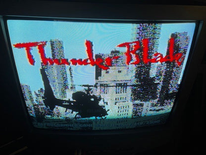 PC ENGINE CORE GRAFX  - THUNDER BLADE - BACKPLATE - MANUAL - CABLES & CONTROLLER